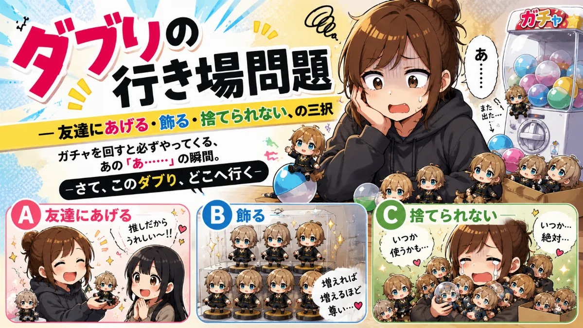 ダブりの行き場問題 — 友達にあげる・飾る・捨てられない、の三択